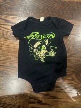 Vintage Kavio Black Baby One-Piece with Neon Green Graphic